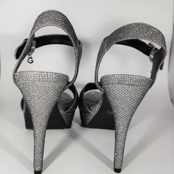 G by Guess Silver Sparkle Platform Heels Sz 8.5 NWOT - Picture 3 of 8